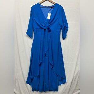 ADOR Royal Blue Chiffon Midi Dress XL NWT